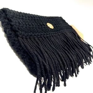 NWT Boho Handmade Crochet Clutch Black W/ Fringe